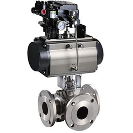 Pneumatic t-way ball valve