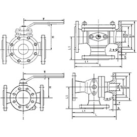 Pneumatic t-way ball valve